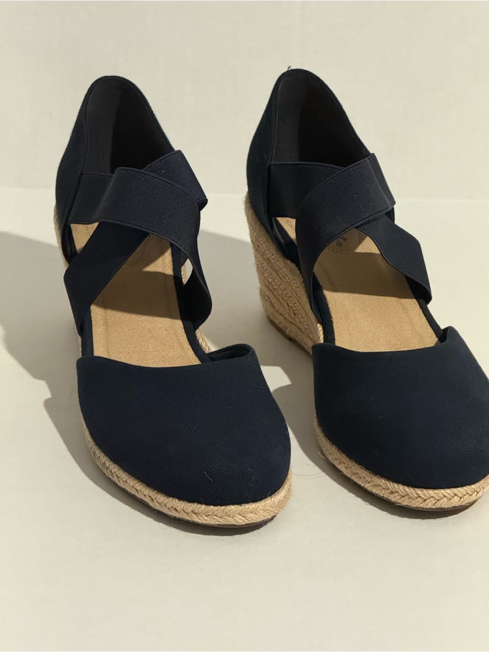easy street Navy Espadrille Wedge Size 10 - Picture 2 of 11